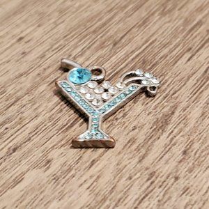 Rhinestone martini glass charm pendant